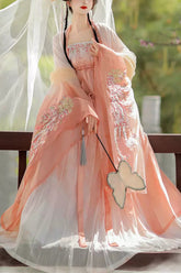 Embroidery Women's Sweet Chinese Style Hanfu Dress Full Set 2 Colors